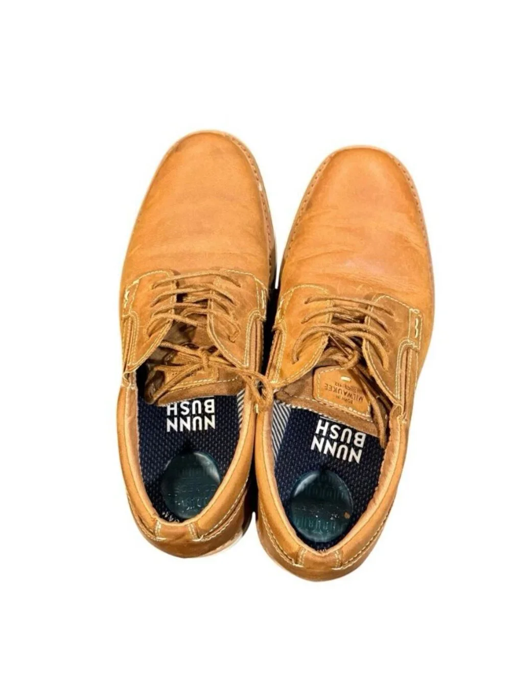 Nunn Bush Sz 9 Barklay Cognac Brown Plain Toe Oxford Casual Leather Shoes